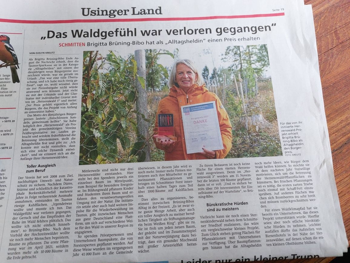 Auszeichnung für das Projekt Herzenswald